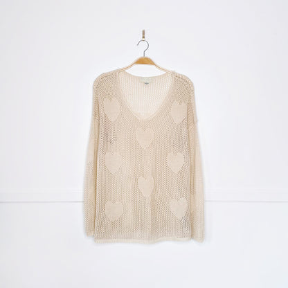 forever 21 crochet hearts long sleeve top