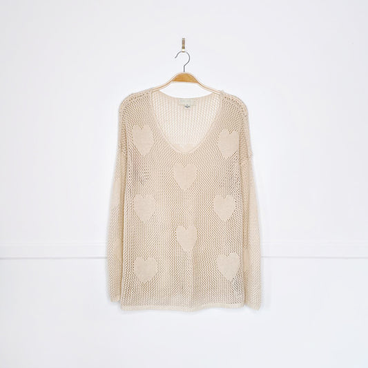 forever 21 crochet hearts long sleeve top