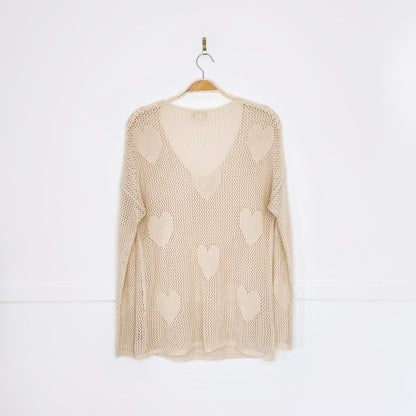 forever 21 crochet hearts long sleeve top