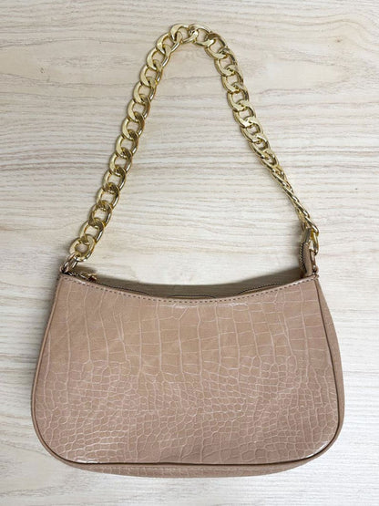 faux crocodile leather chunky chain shoulder bag - good market thrift store