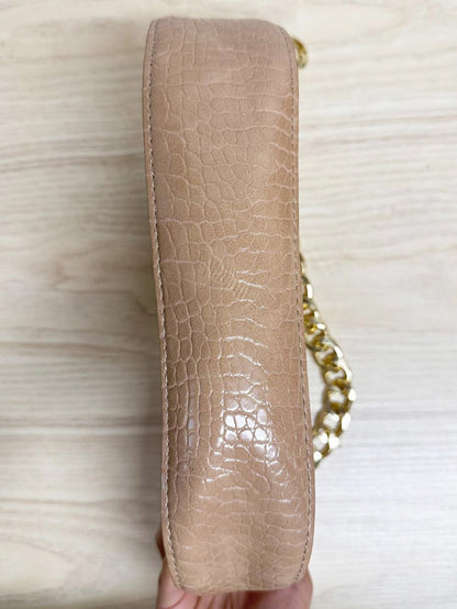 faux crocodile leather chunky chain shoulder bag - good market thrift store