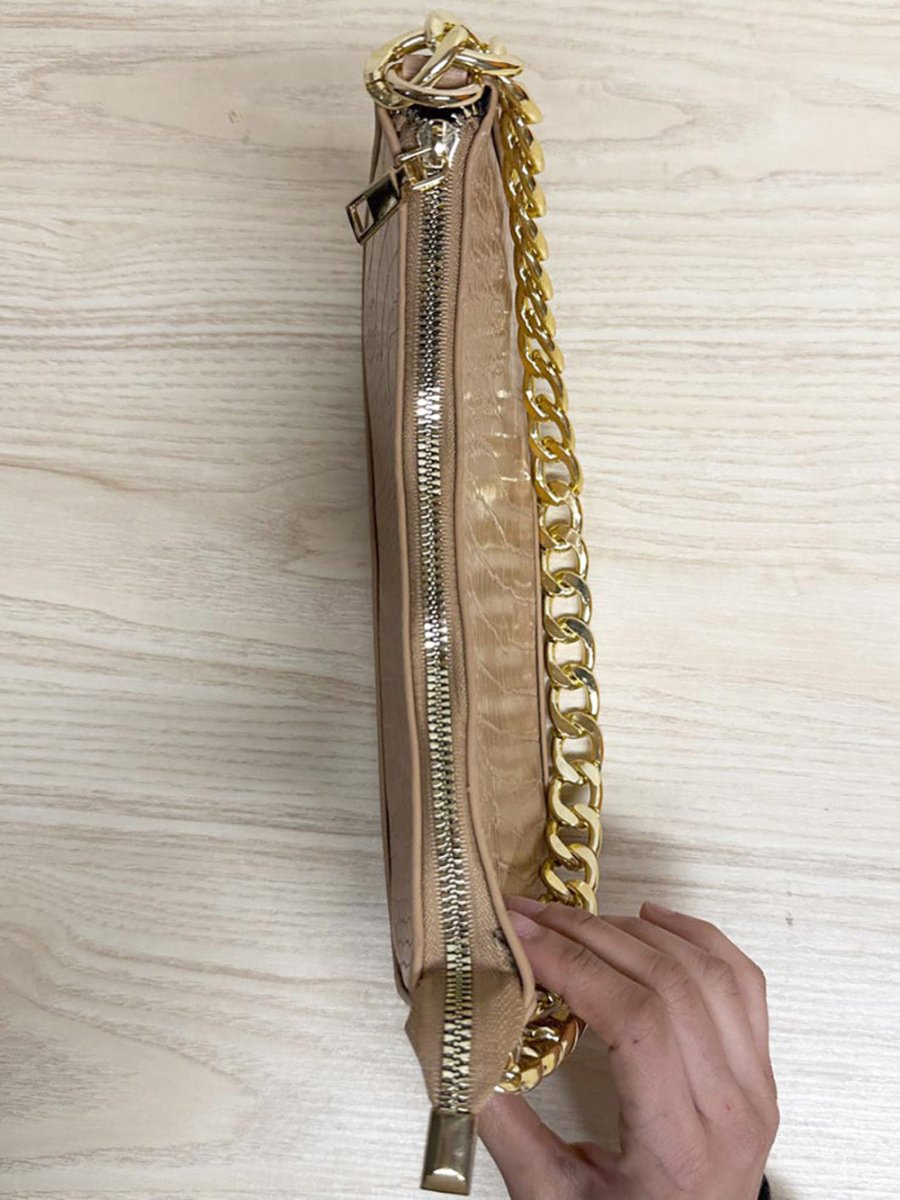 faux crocodile leather chunky chain shoulder bag - good market thrift store