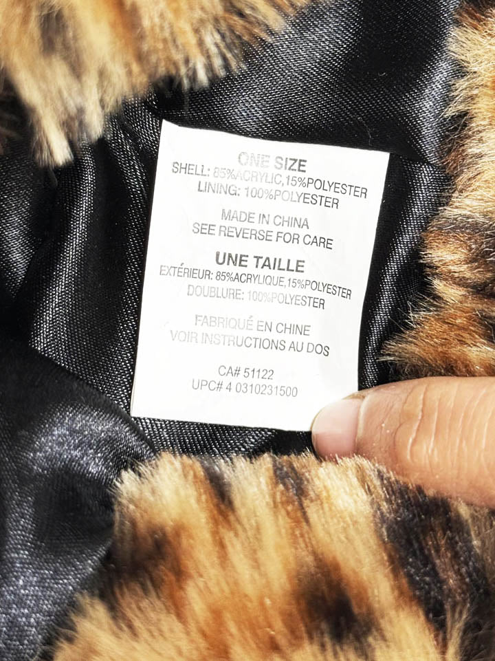 faux fur animal print plush bucket hat - good market thrift store