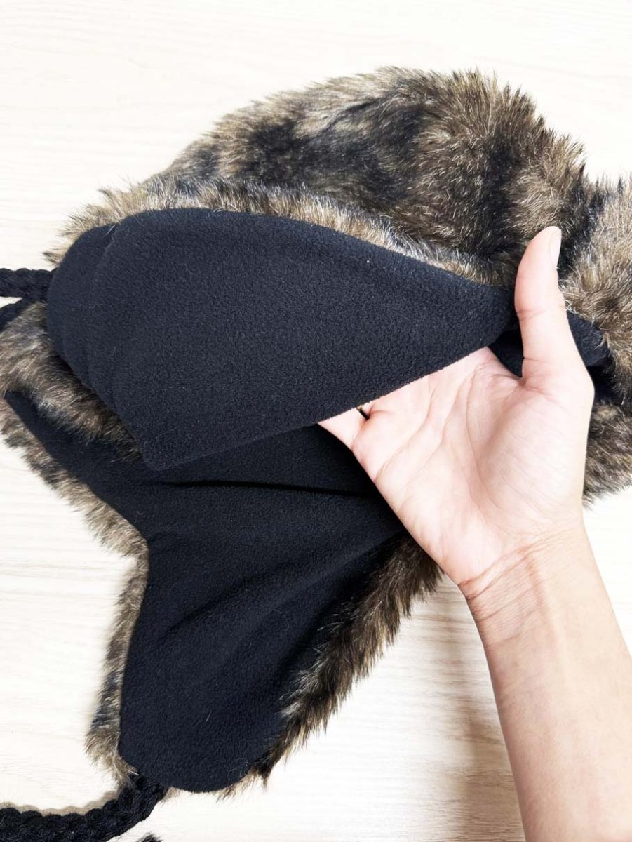 faux fur fleece lined trapper hat - good market thrift store