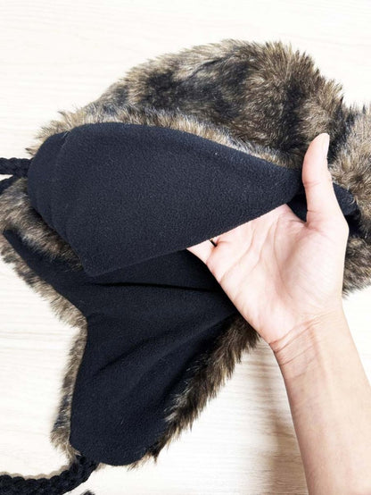 faux fur fleece lined trapper hat - good market thrift store