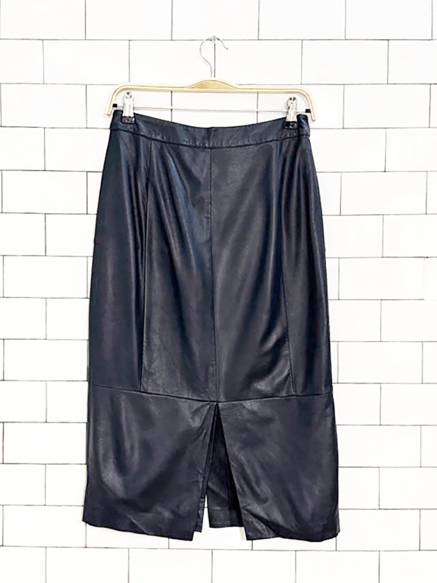 faux leather full button midi skirt - good market thrift store