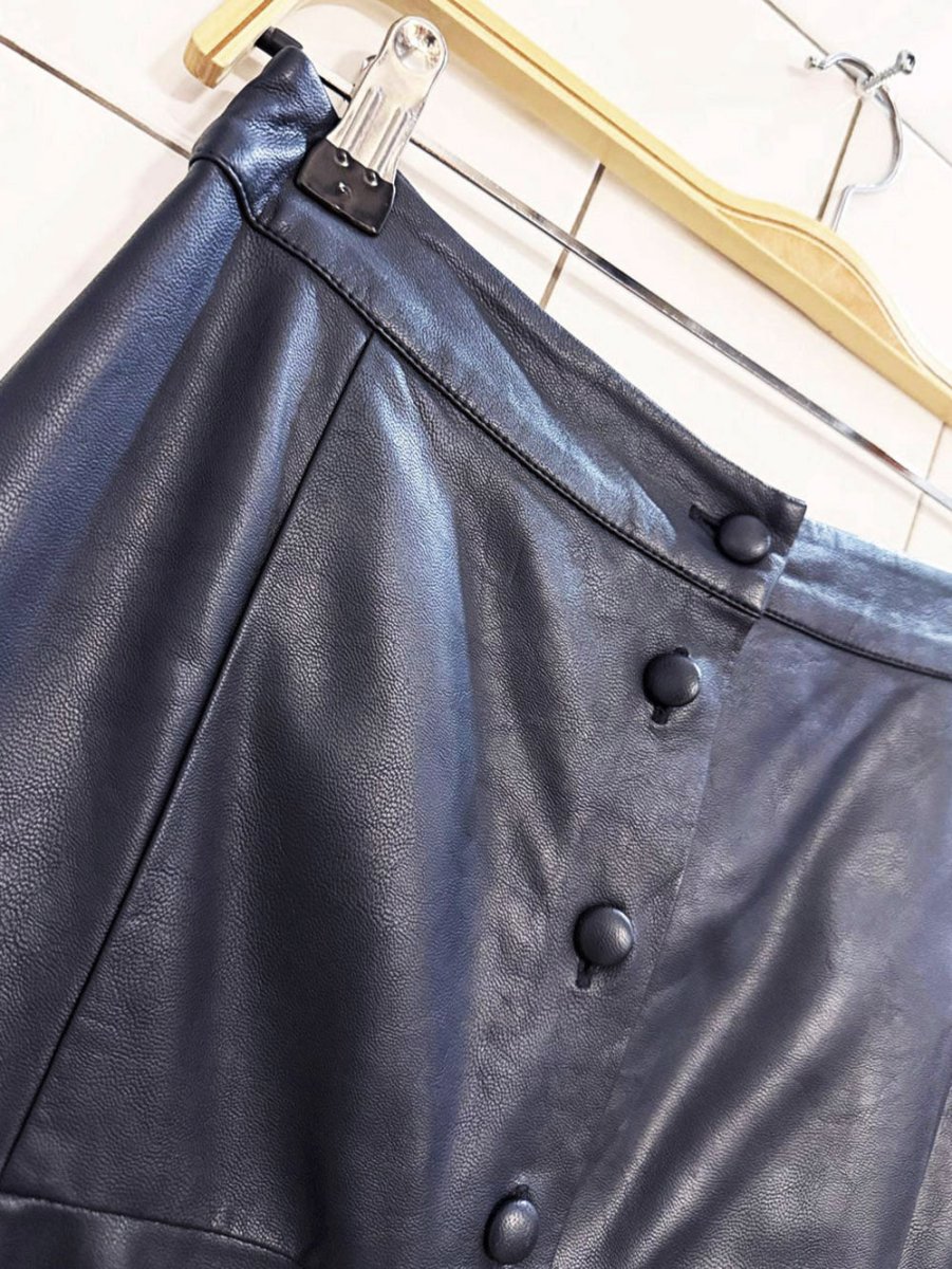 faux leather full button midi skirt - good market thrift store