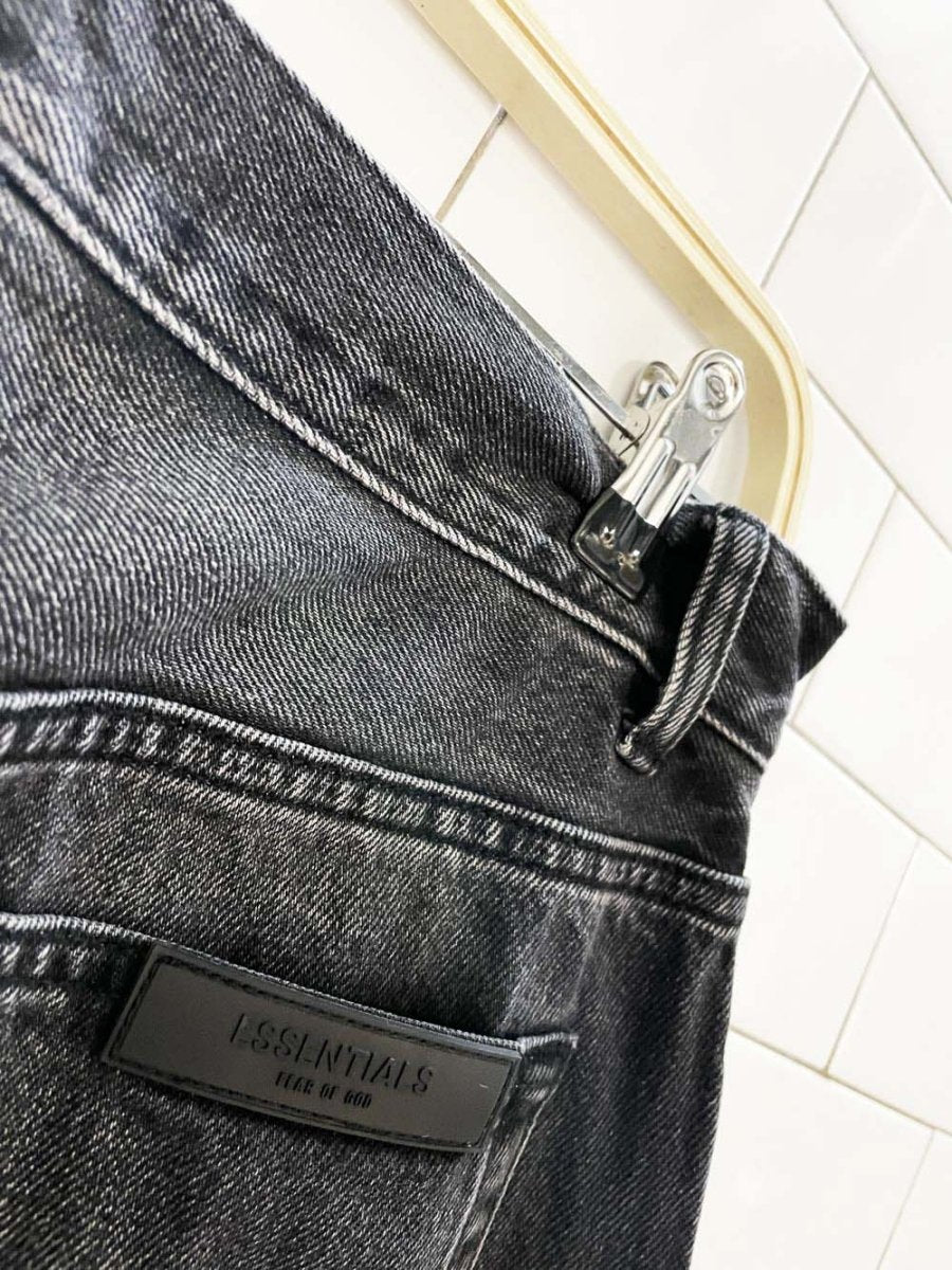 fear of god essentials button fly straight leg jeans - good market thrift store