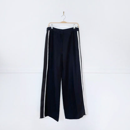 fendi mesh side stripe wool-silk wide leg trouser