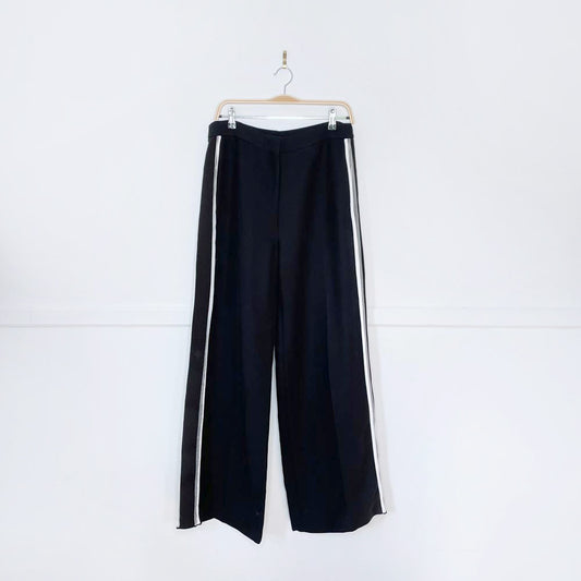 fendi mesh side stripe wool-silk wide leg trouser