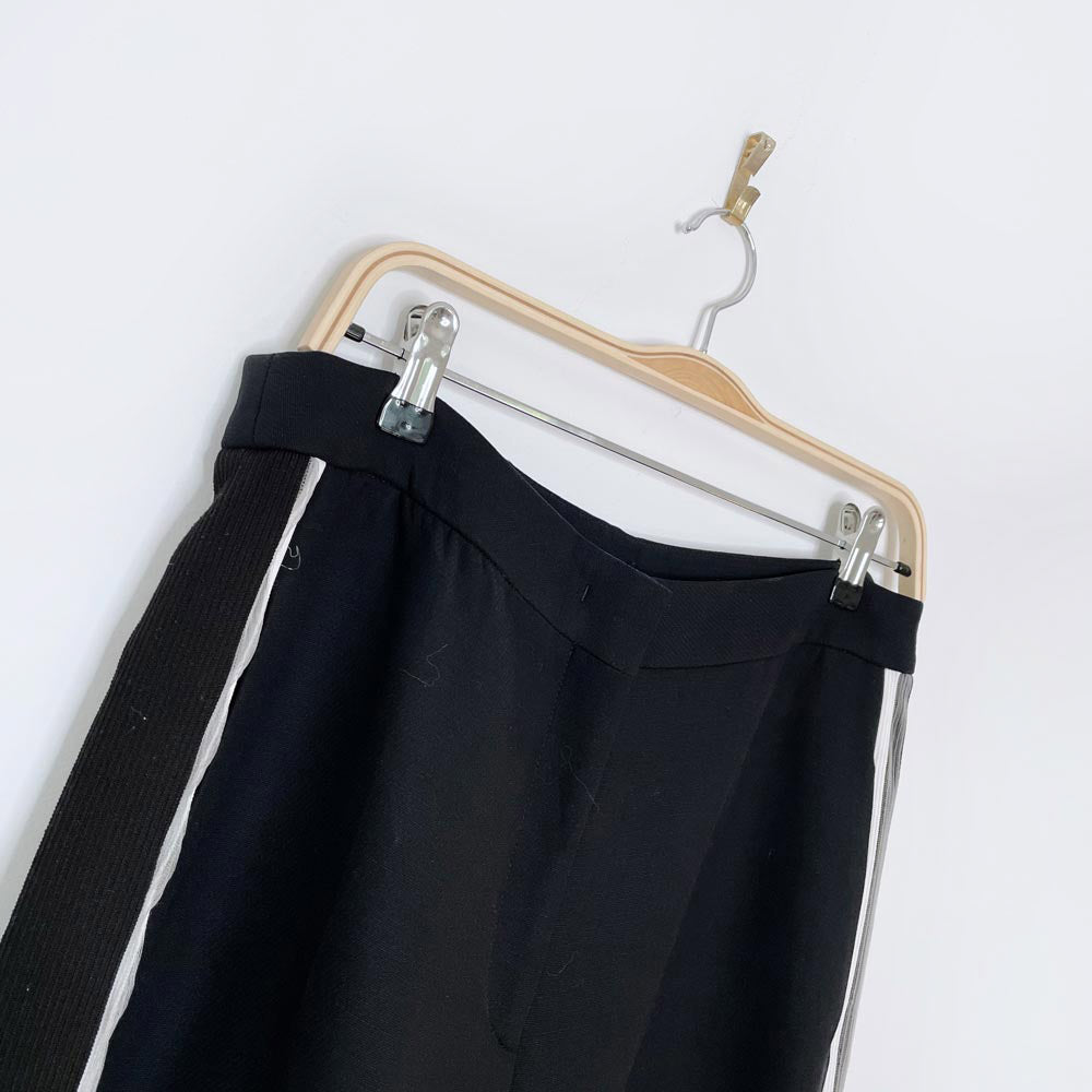 fendi mesh side stripe wool-silk wide leg trouser