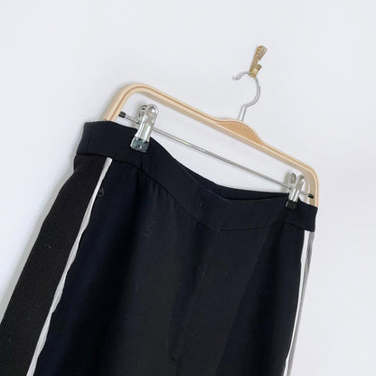 fendi mesh side stripe wool-silk wide leg trouser