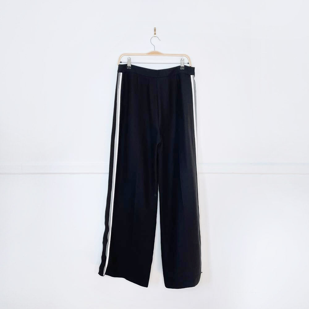 fendi mesh side stripe wool-silk wide leg trouser