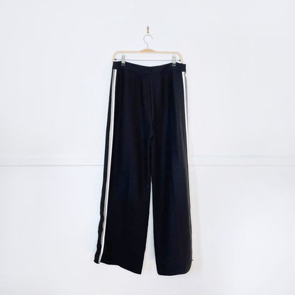 fendi mesh side stripe wool-silk wide leg trouser