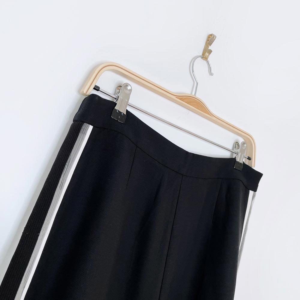 fendi mesh side stripe wool-silk wide leg trouser