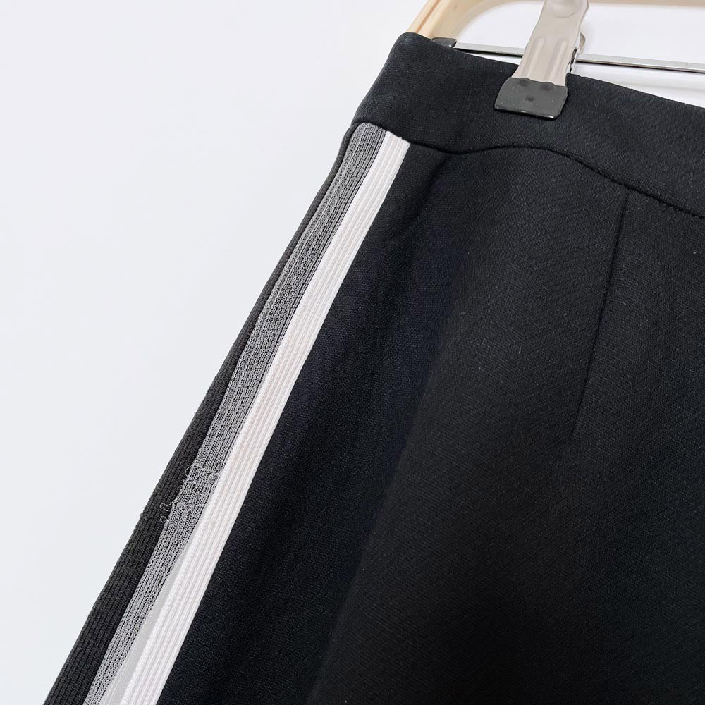 fendi mesh side stripe wool-silk wide leg trouser