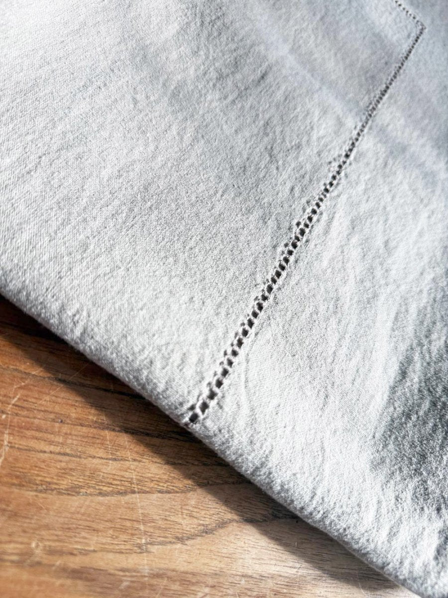 fieldcrest luxury linen - blend eyelet trim table cloth - good market thrift store