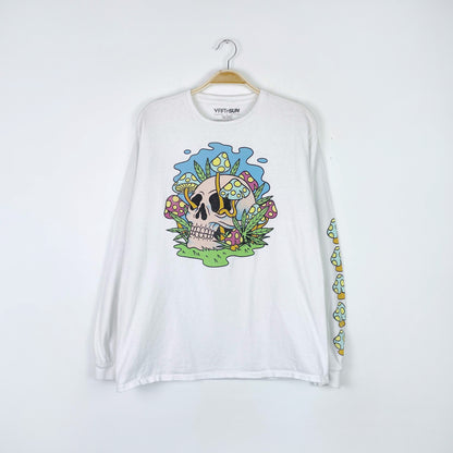 fifth sun skull and mushrooms graphic long sleeve tee
