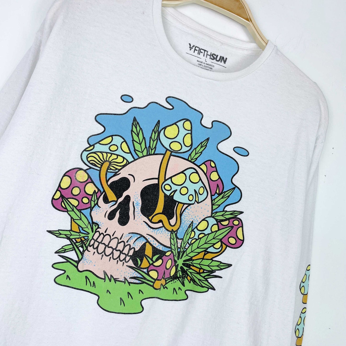 fifth sun skull and mushrooms graphic long sleeve tee