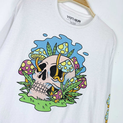 fifth sun skull and mushrooms graphic long sleeve tee