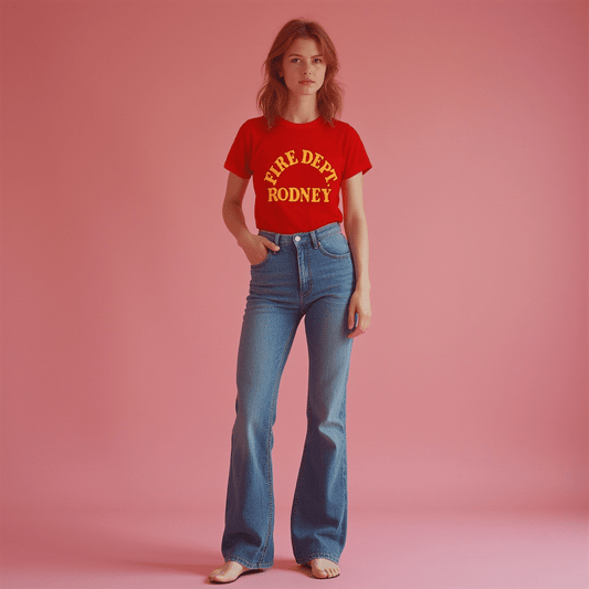 vintage 80s ruff rags rodney fire dept. ringer tee - good market thrift store