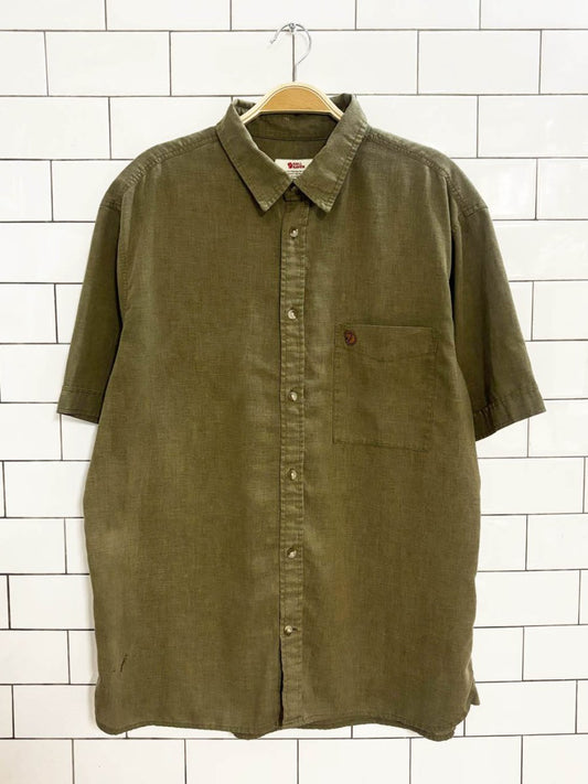 fjallraven ovik hemp - blend travel full button shirt | comfort fit - good market thrift store