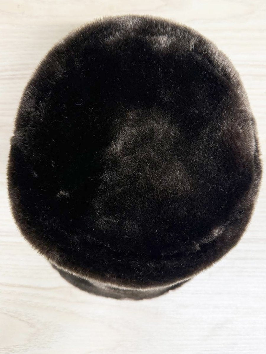 flag faux fur plush bucket hat - good market thrift store