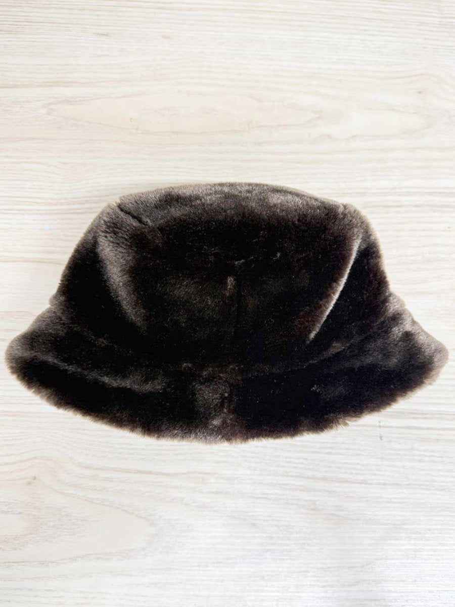 flag faux fur plush bucket hat - good market thrift store