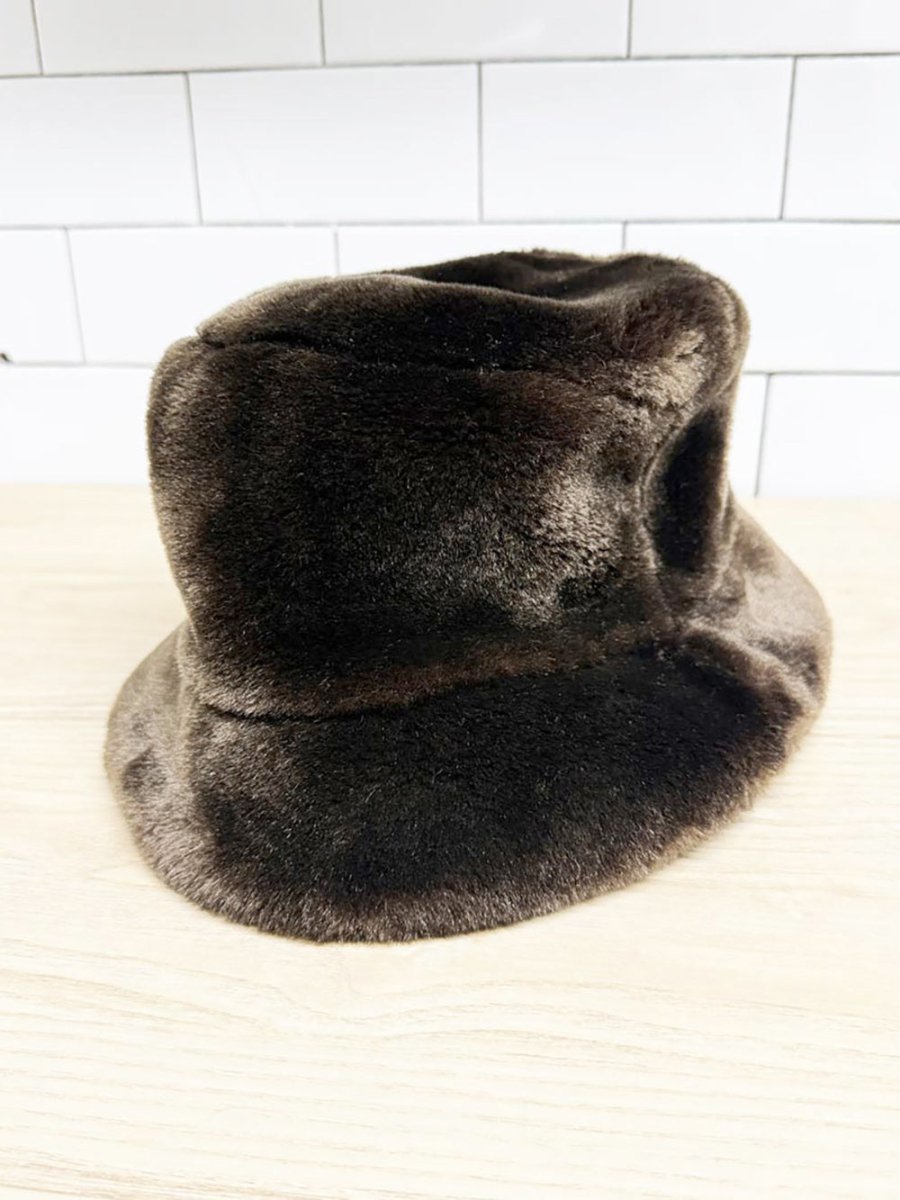 flag faux fur plush bucket hat - good market thrift store