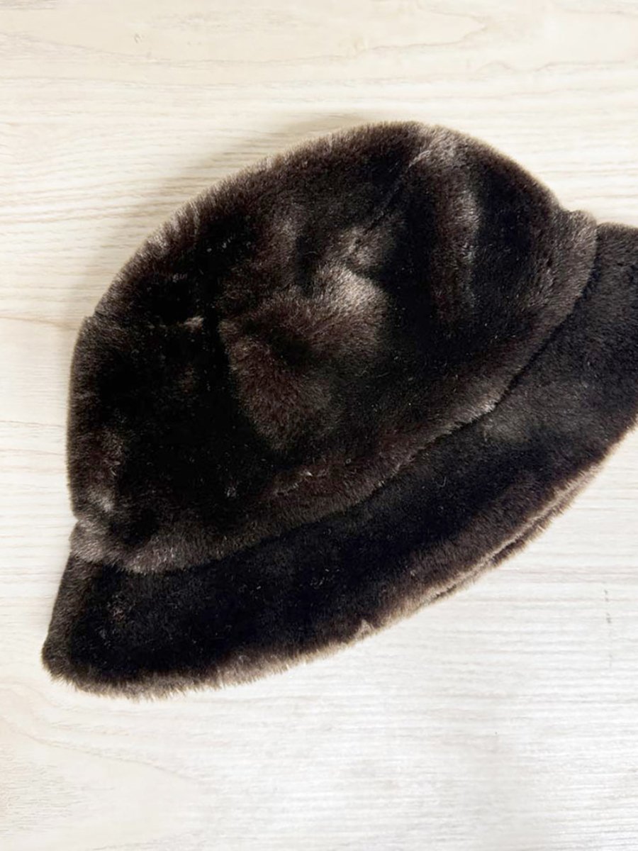 flag faux fur plush bucket hat - good market thrift store