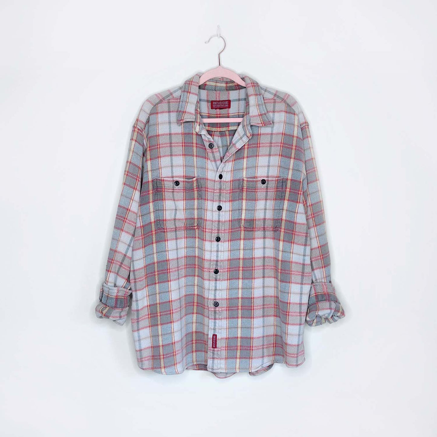 vintage roots jeans cabin flannel shirt jacket - size large