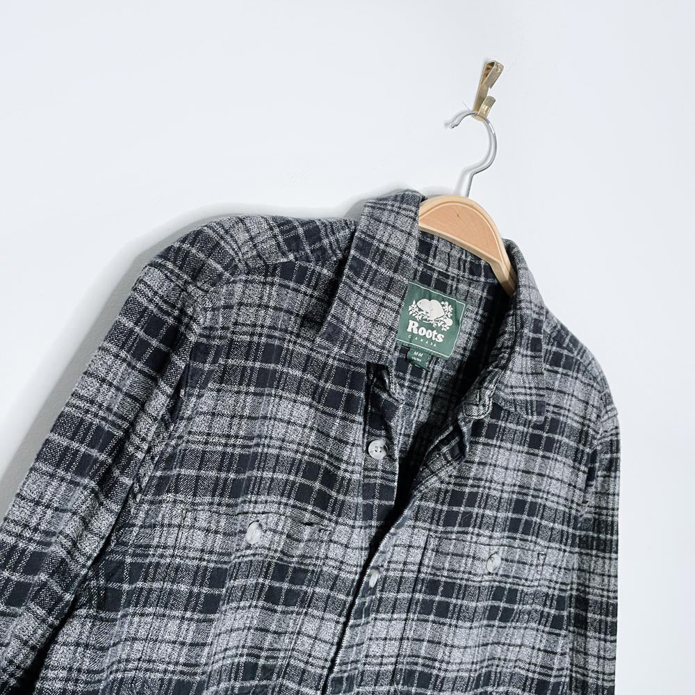 roots grey check flannel shirt