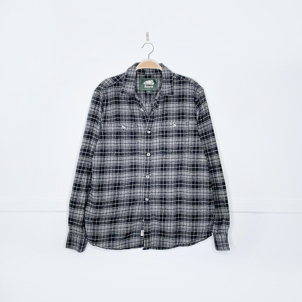 roots grey check flannel shirt