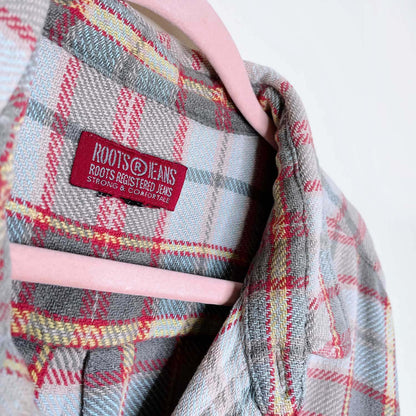vintage roots jeans cabin flannel shirt jacket - size large