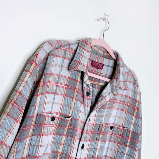 vintage roots jeans cabin flannel shirt jacket - size large
