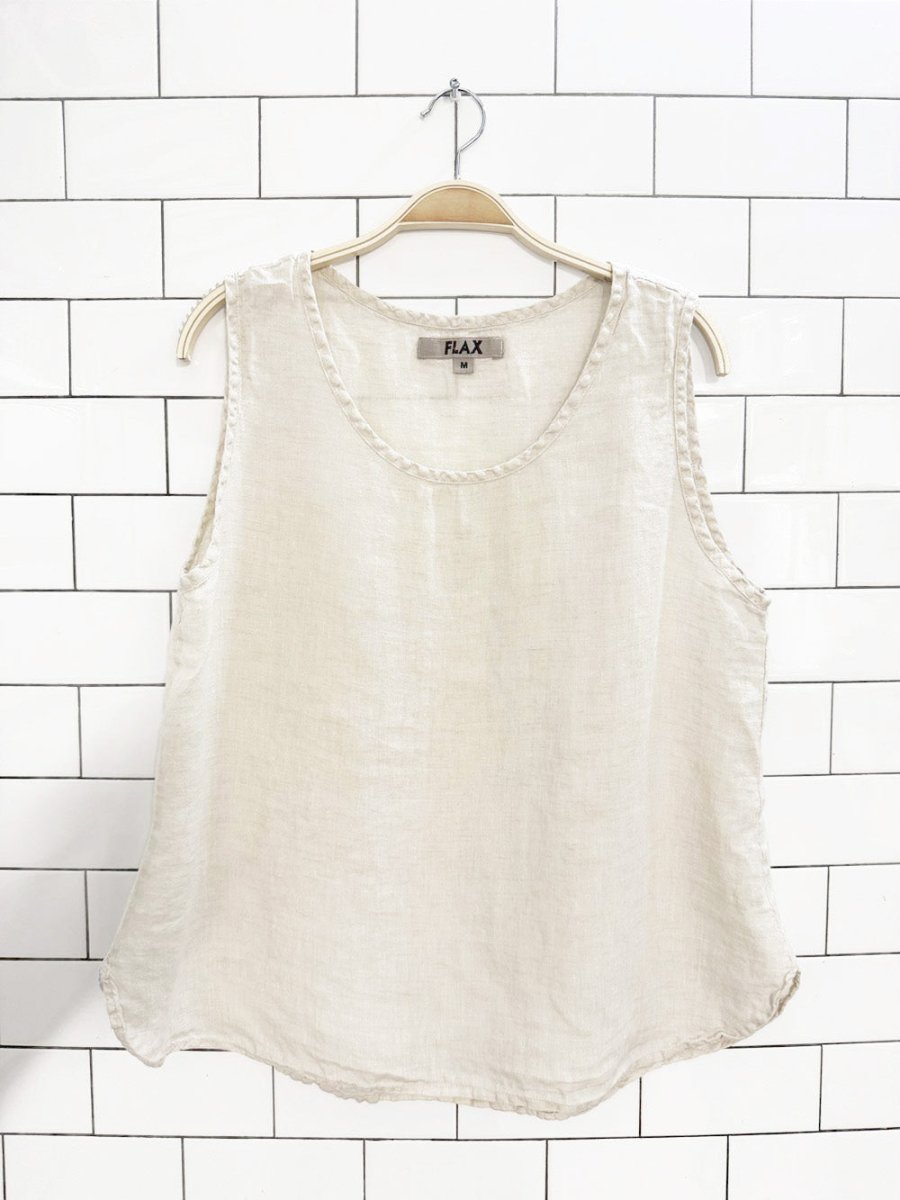flax 100% linen flowy tank top - good market thrift store