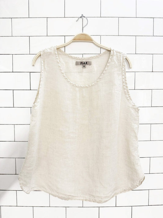 flax 100% linen flowy tank top - good market thrift store