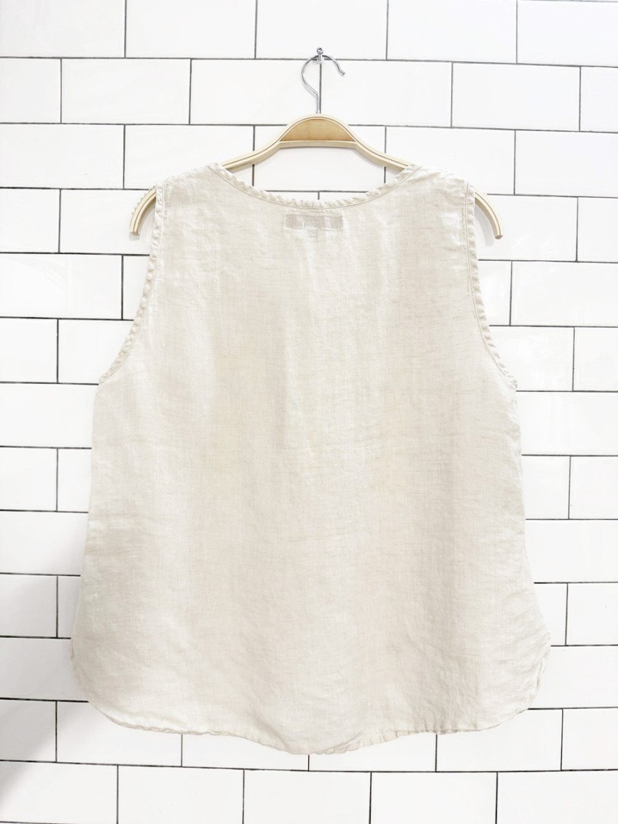 flax 100% linen flowy tank top - good market thrift store
