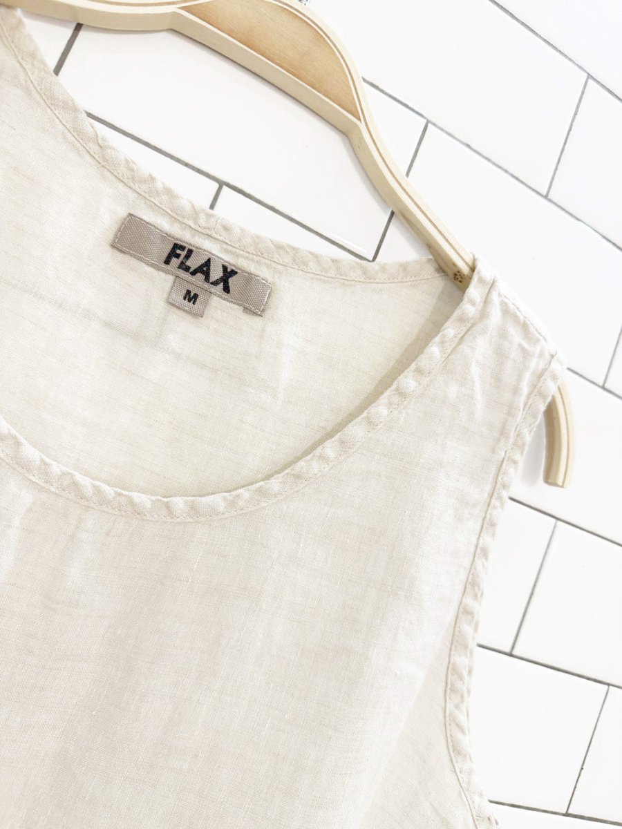 flax 100% linen flowy tank top - good market thrift store