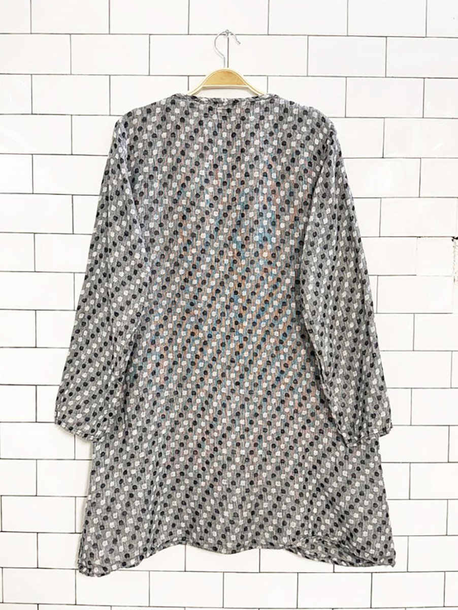flax 100% linen polka dot relaxed mini dress - good market thrift store