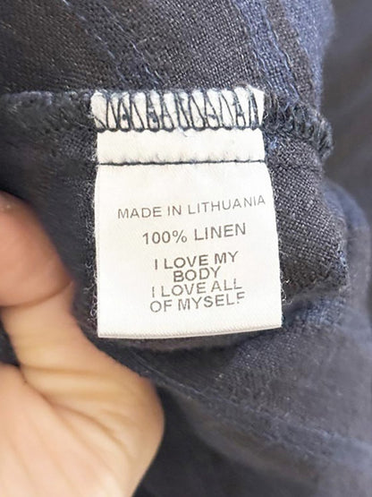 flax 100% linen stripe a - line midi maxi skirt - good market thrift store