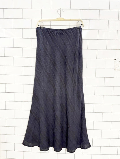 flax 100% linen stripe a - line midi maxi skirt - good market thrift store
