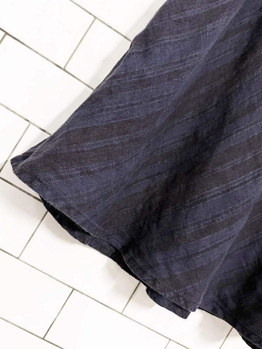 flax 100% linen stripe a - line midi maxi skirt - good market thrift store