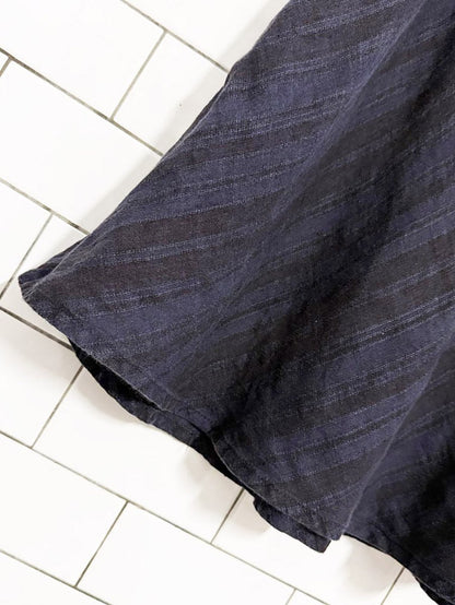 flax 100% linen stripe a - line midi maxi skirt - good market thrift store