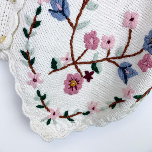 vintage 90s knit set floral embroidered vest