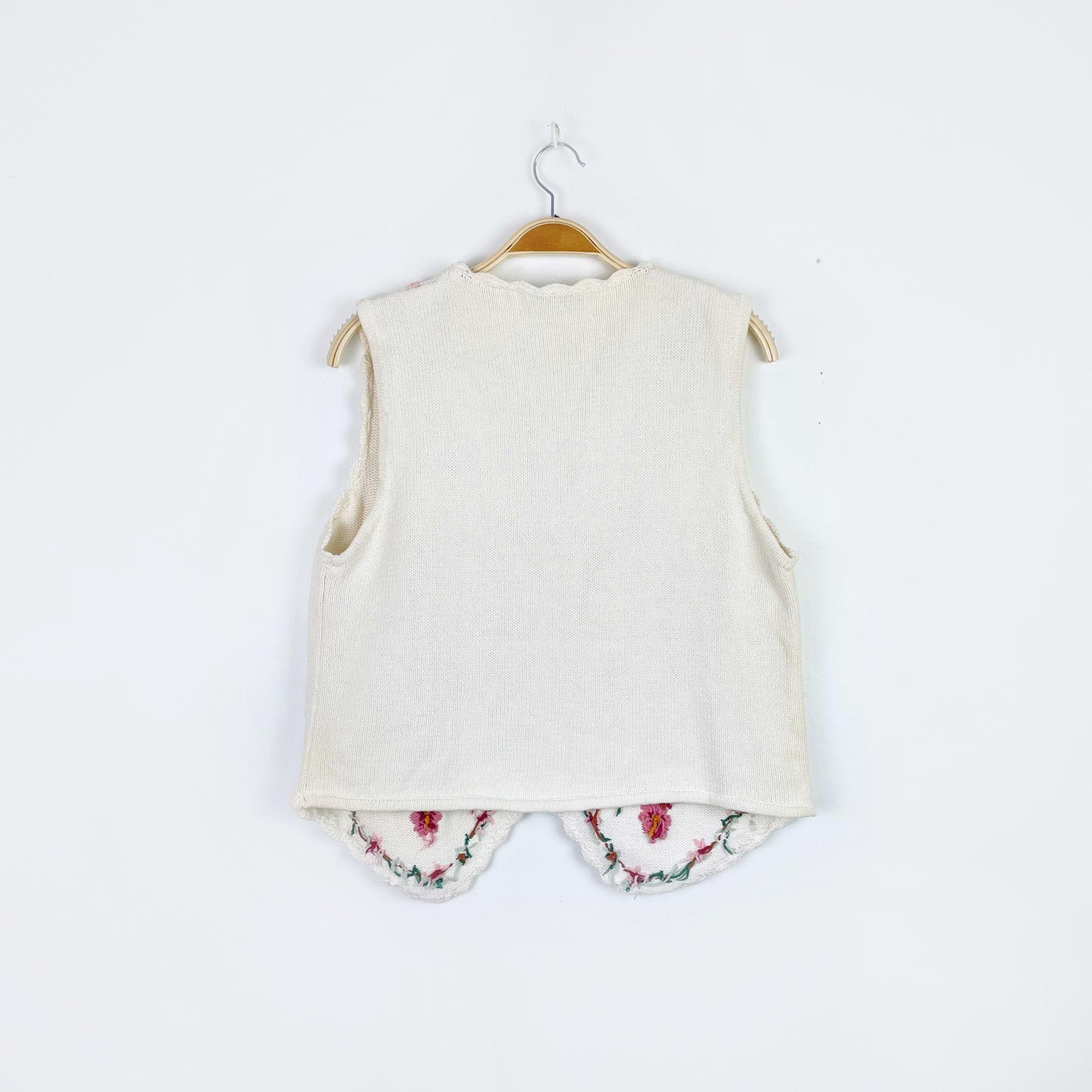 vintage 90s knit set floral embroidered vest