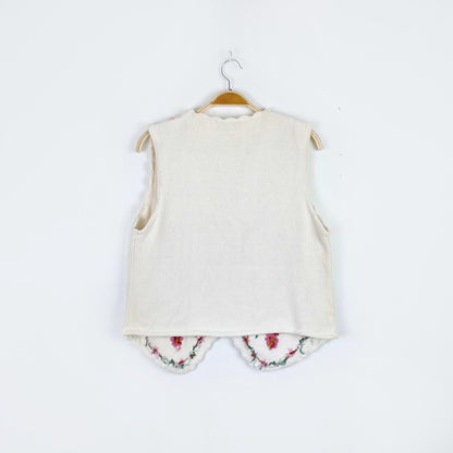 vintage 90s knit set floral embroidered vest