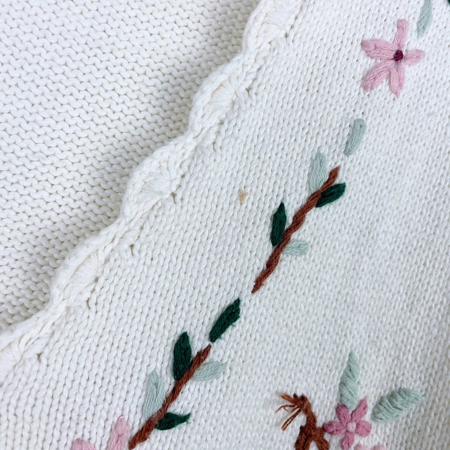 vintage 90s knit set floral embroidered vest