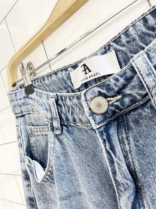 flying angel darted barrel leg loose jeans - good market thrift store