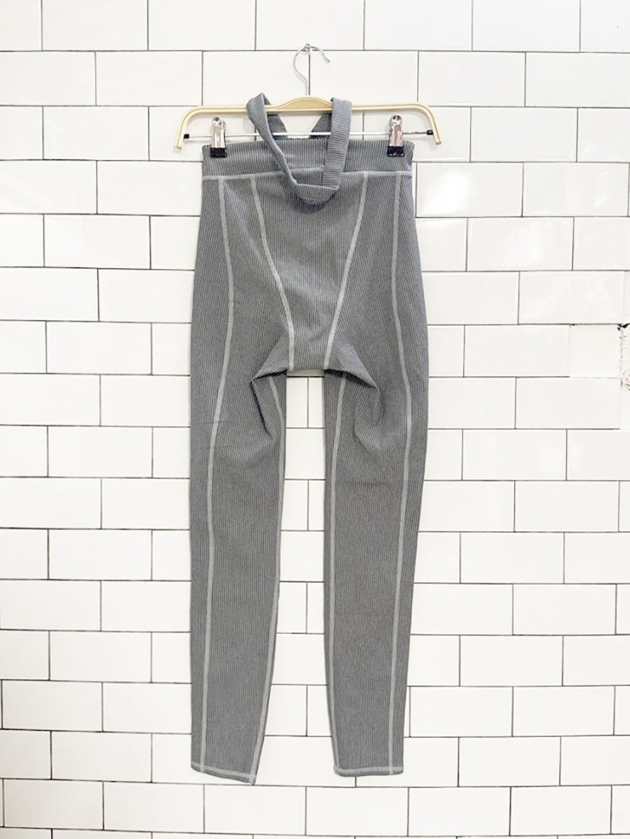 for love & lemons ribbed double strap leggings - good market thrift store